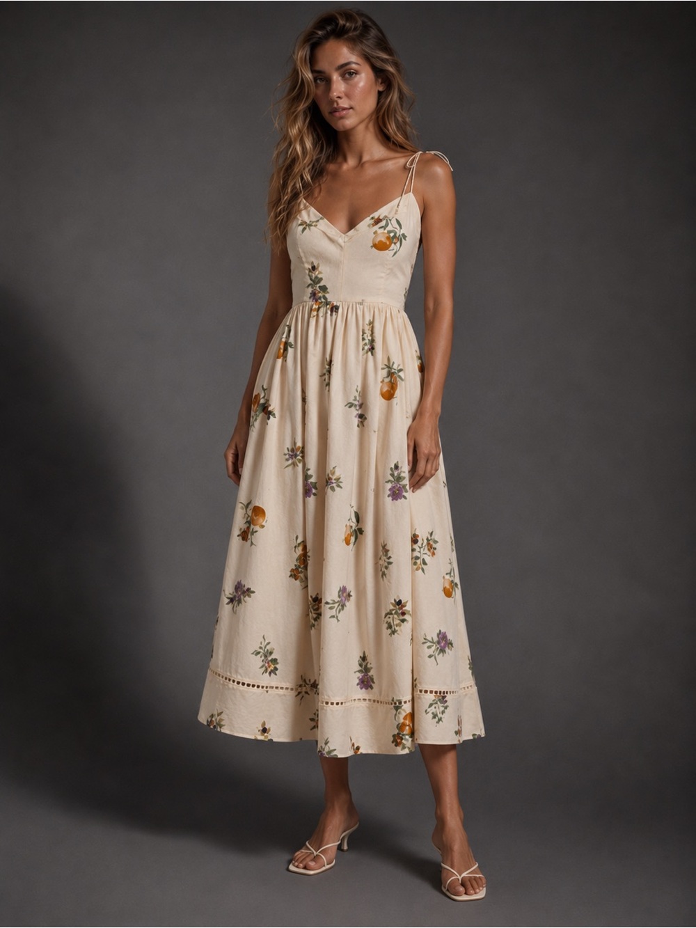 En Saison Floral Tie-Strap Midi Dress Quiet Luxury